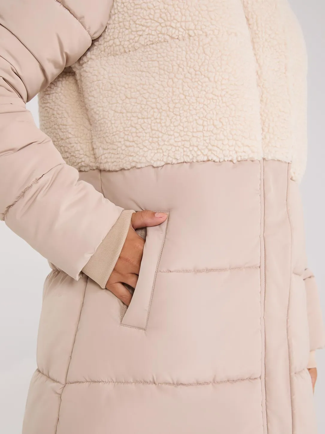 Short Shearling Puffer Jacket