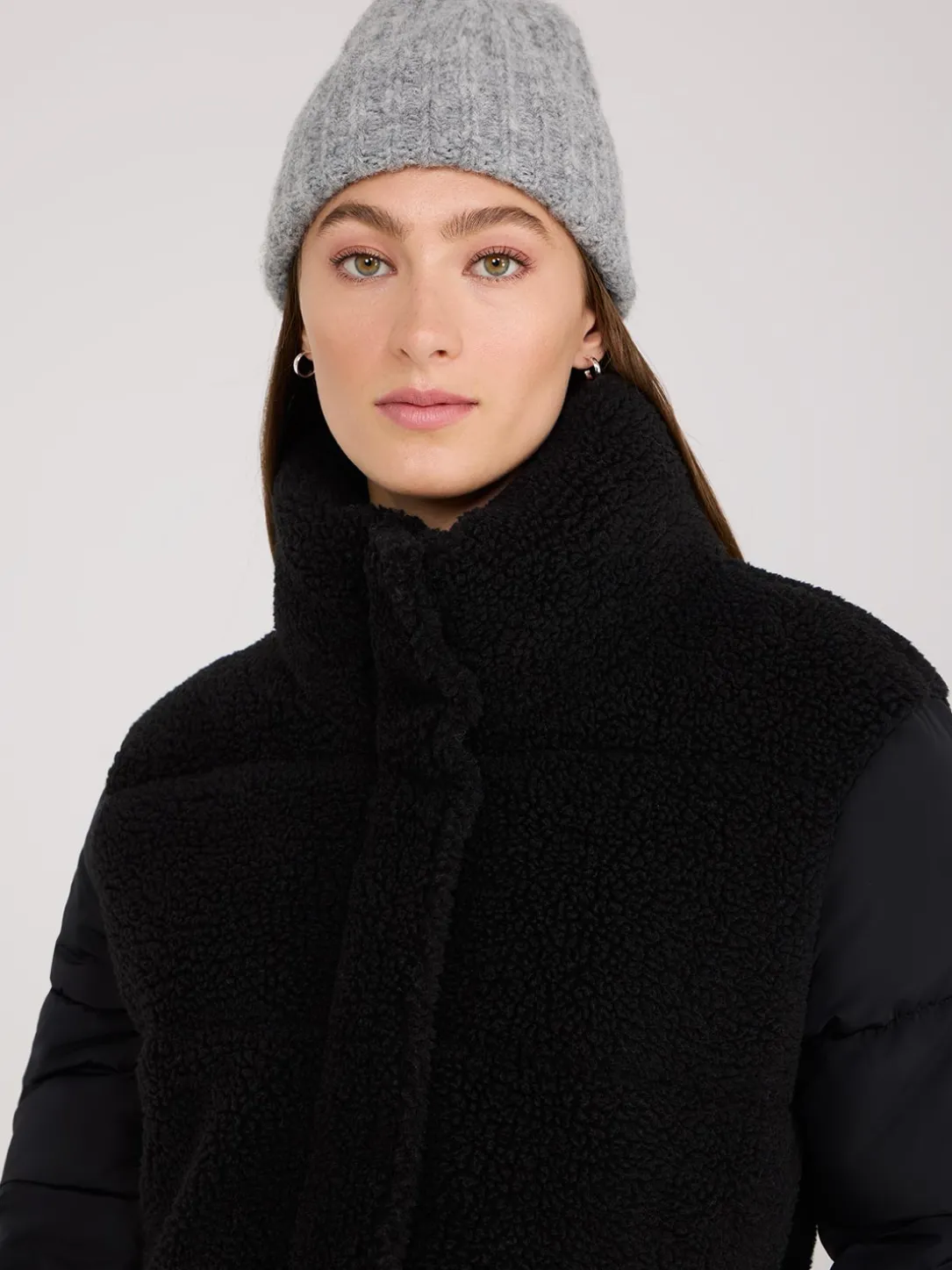 Short Shearling Puffer Jacket