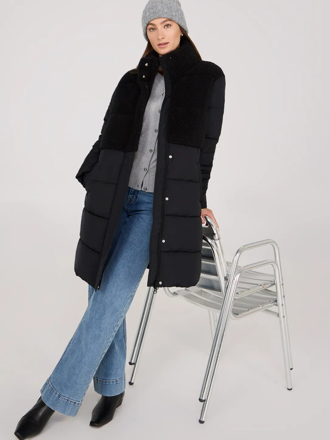 Short Shearling Puffer Jacket