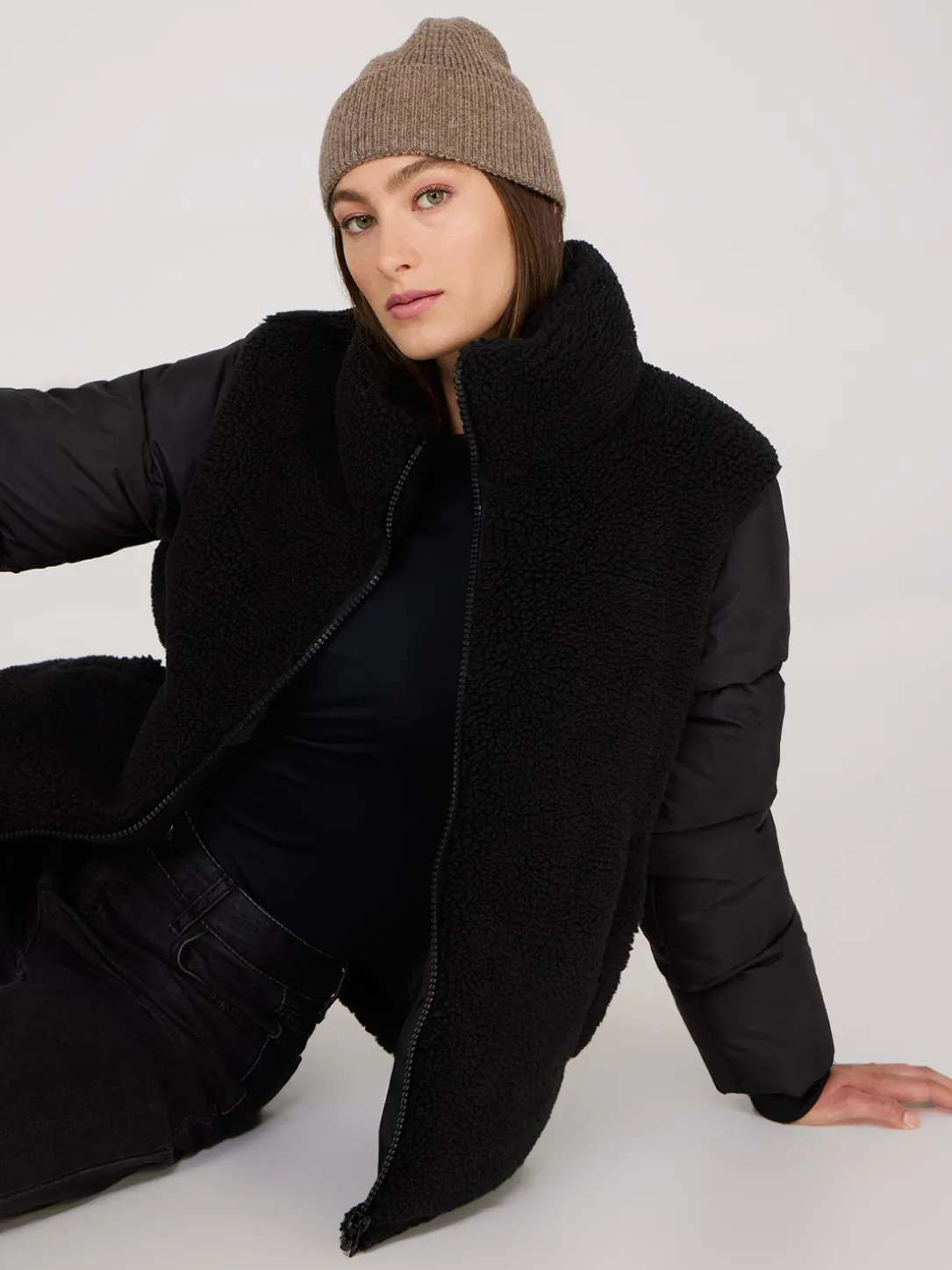 Short Shearling Puffer Jacket