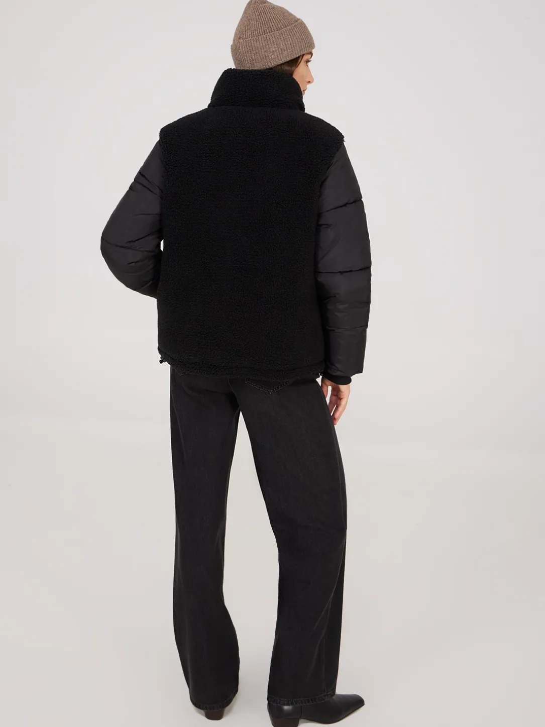Short Shearling Puffer Jacket
