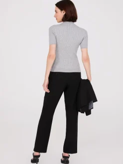 Short Sleeve Cable Knit Sweater