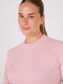 Short Sleeve Cable Knit Sweater