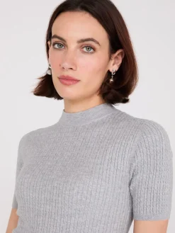 Short Sleeve Cable Knit Sweater
