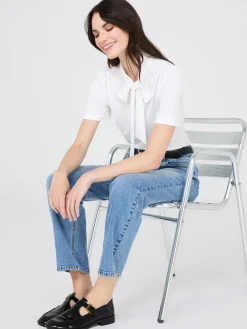 Short Sleeve Tie-Neck Top
