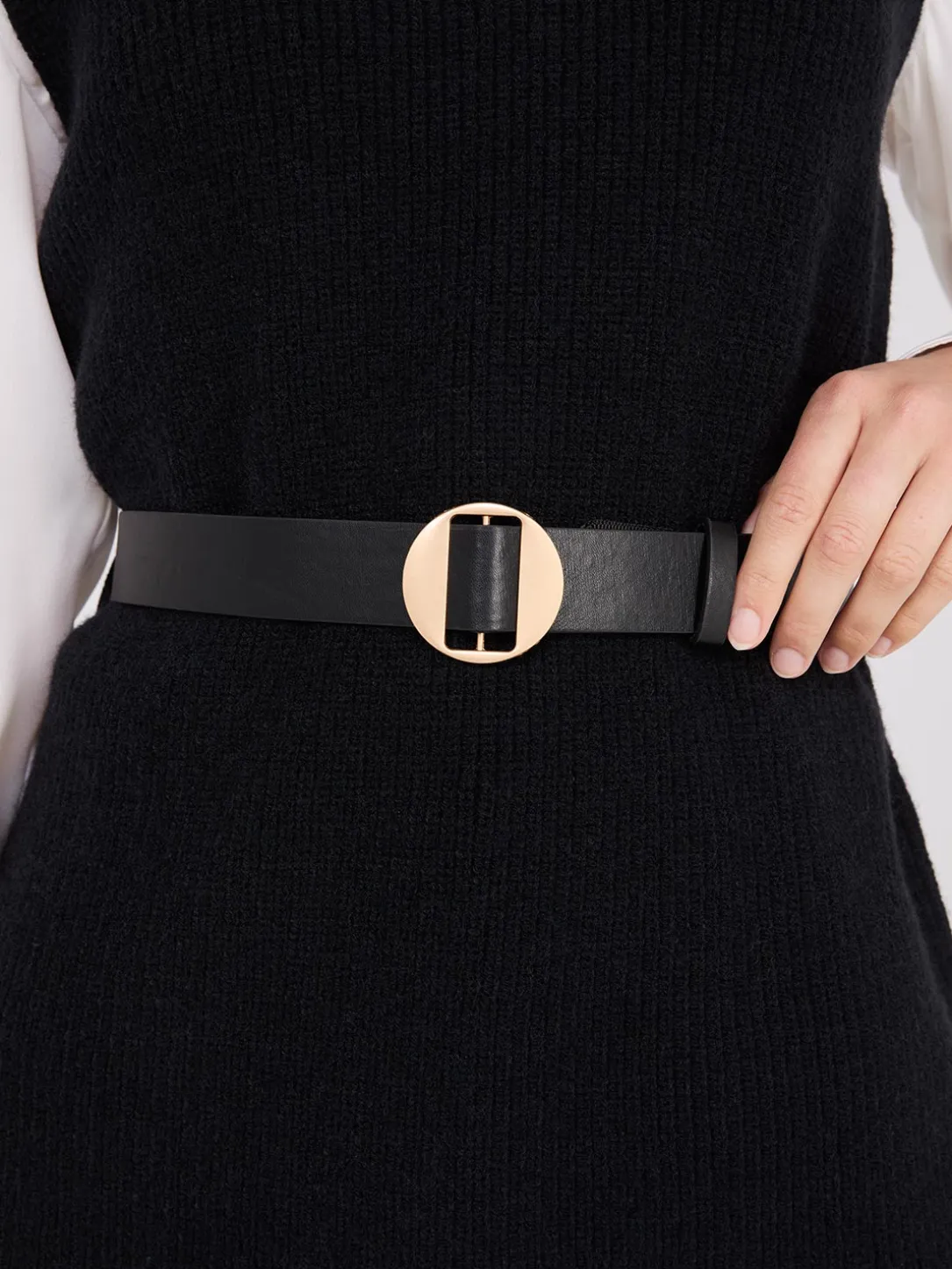 Sleeveless Belted Sweater Vest