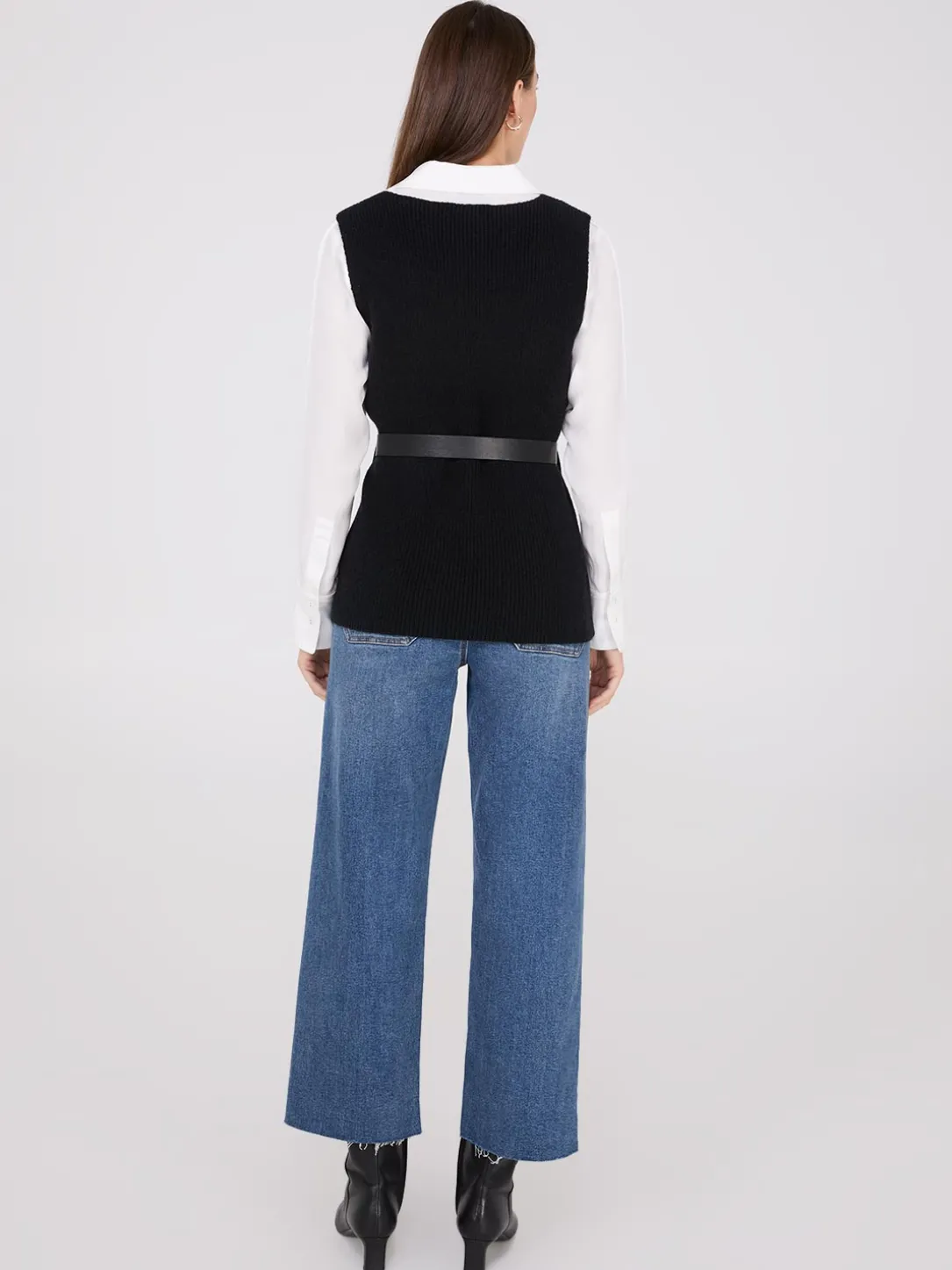 Sleeveless Belted Sweater Vest