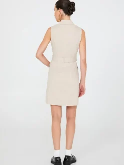 Sleeveless Blazer Dress With Belt