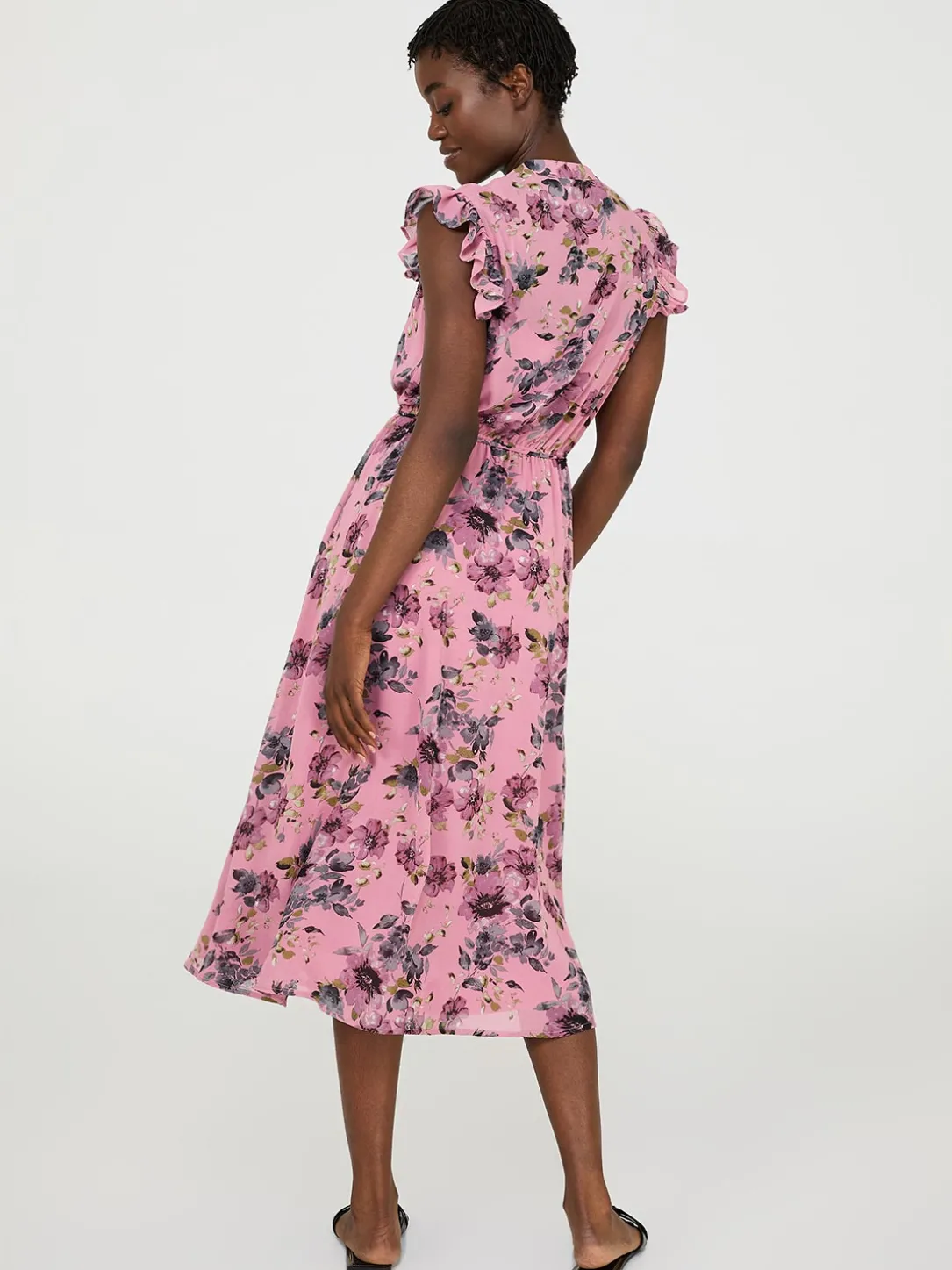 Sleeveless Floral Print Chiffon Midi Dress