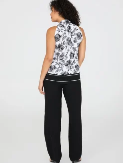 Sleeveless Floral Print Halter Back Top