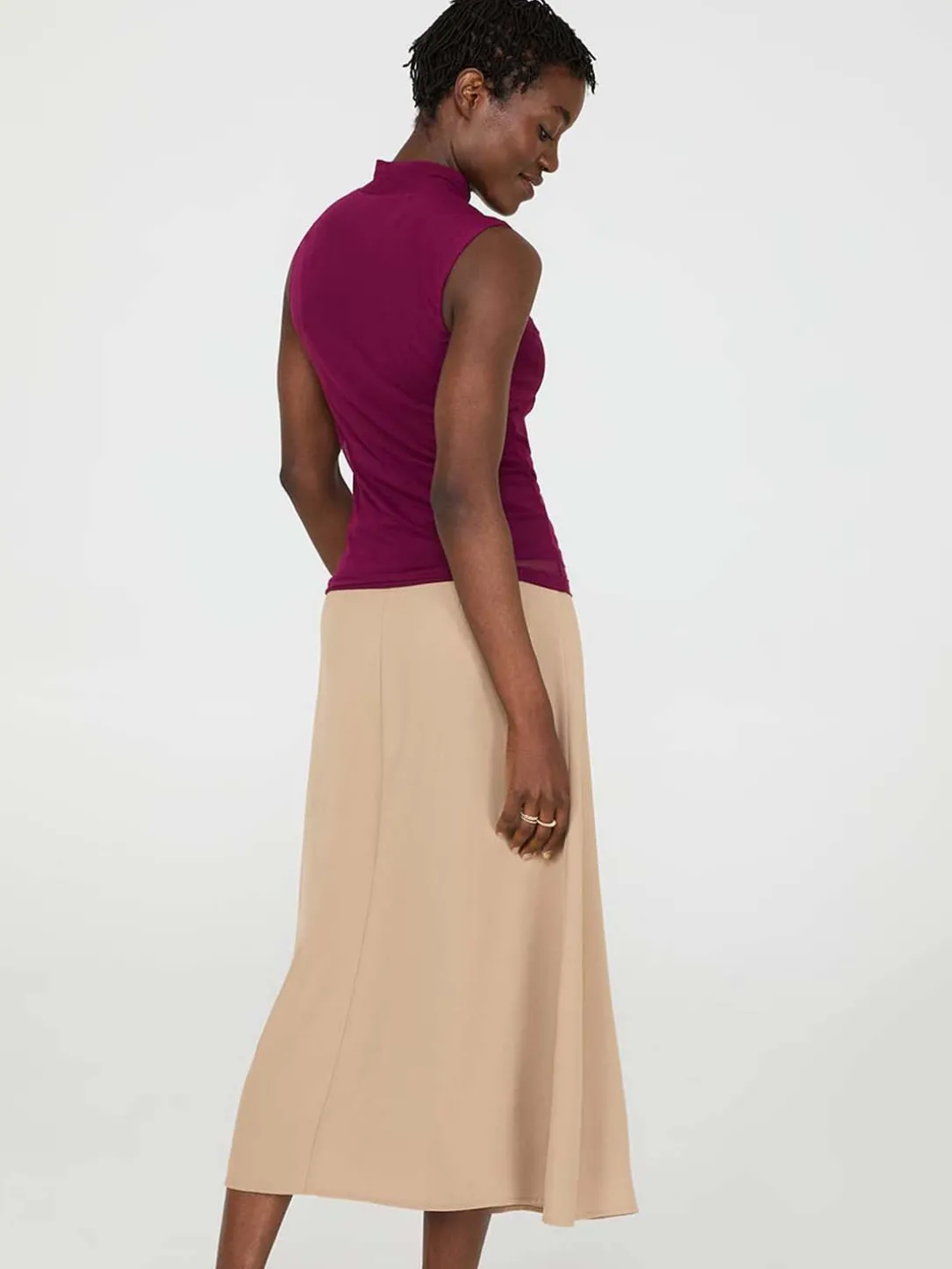 Sleeveless Mock Neck Mesh Top