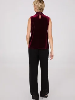 Sleeveless Mock Neck Velvet Top
