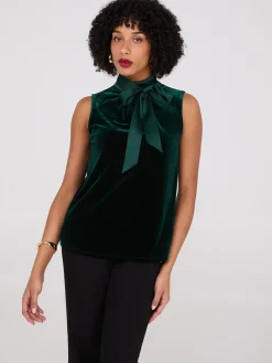 Sleeveless Mock Neck Velvet Top