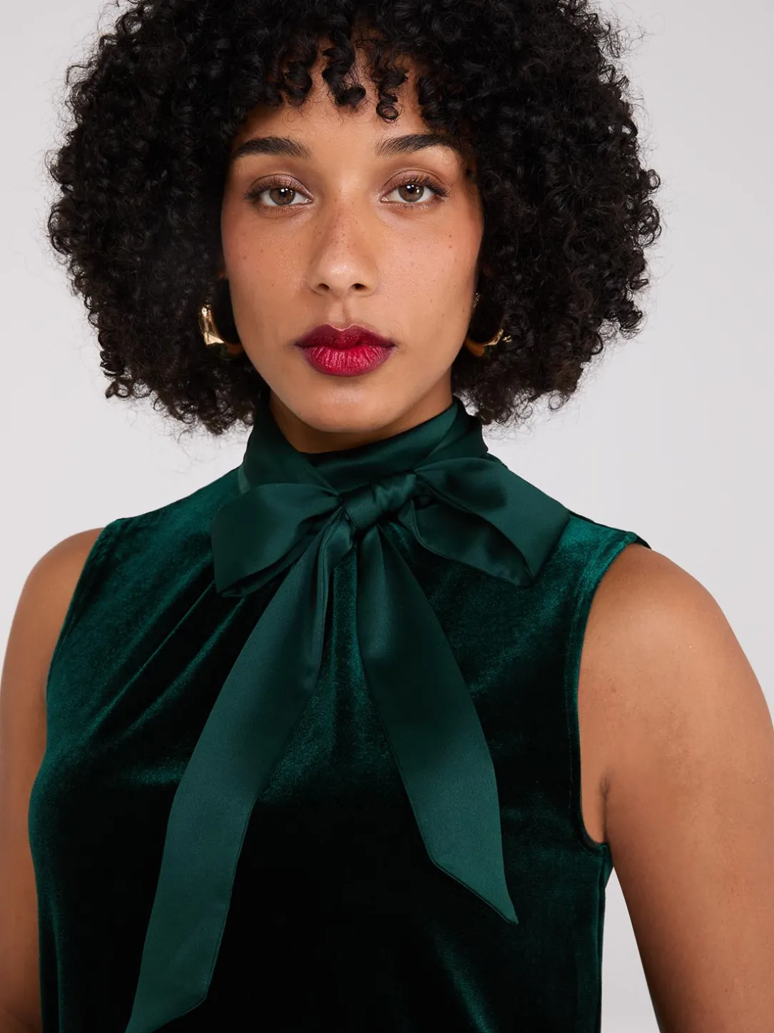 Sleeveless Mock Neck Velvet Top