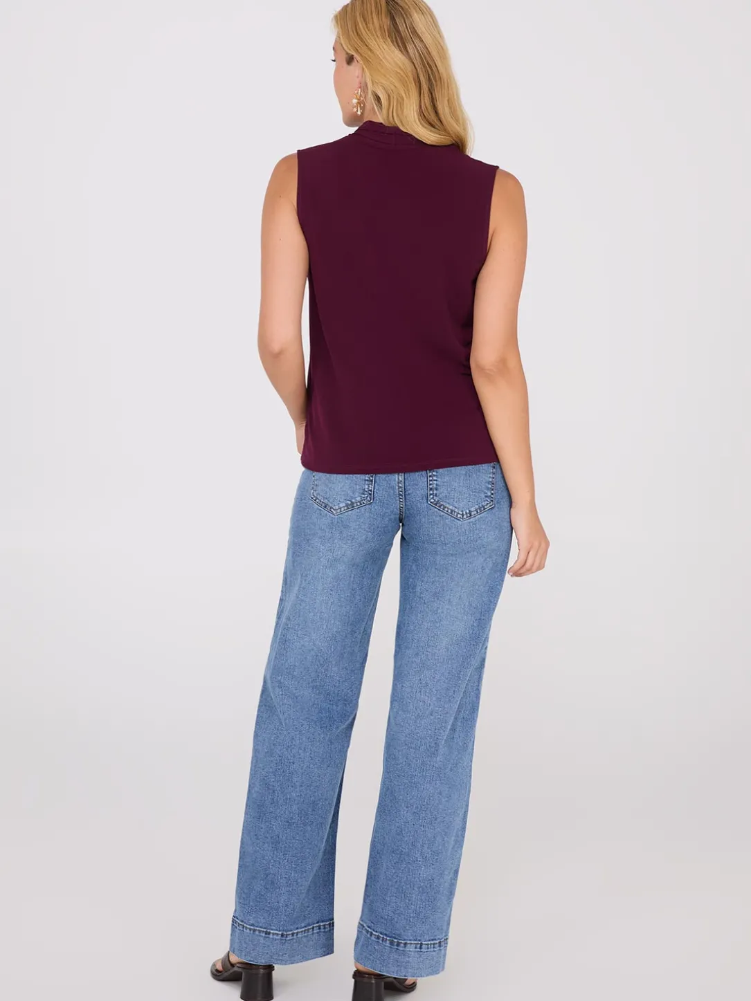 Sleeveless Pleated V-Neck Top