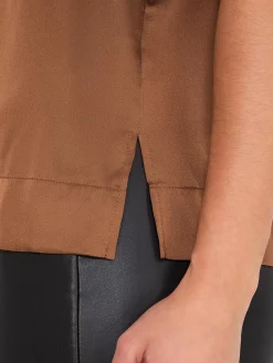 Sleeveless Satin Top With Button Details
