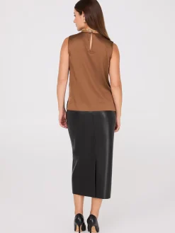 Sleeveless Satin Top With Button Details