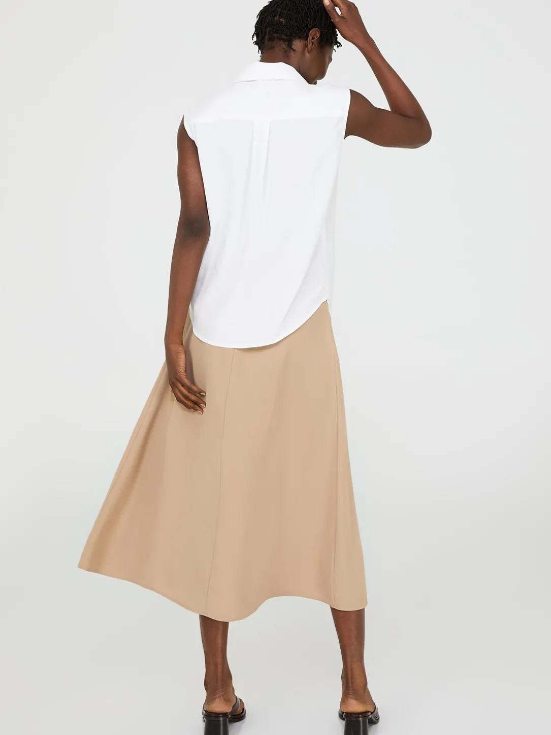 Sleeveless Tencel Button-Front Blouse