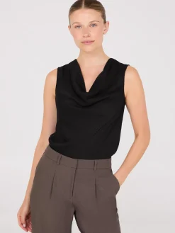Sleeveless Textured Cowl Neck Top