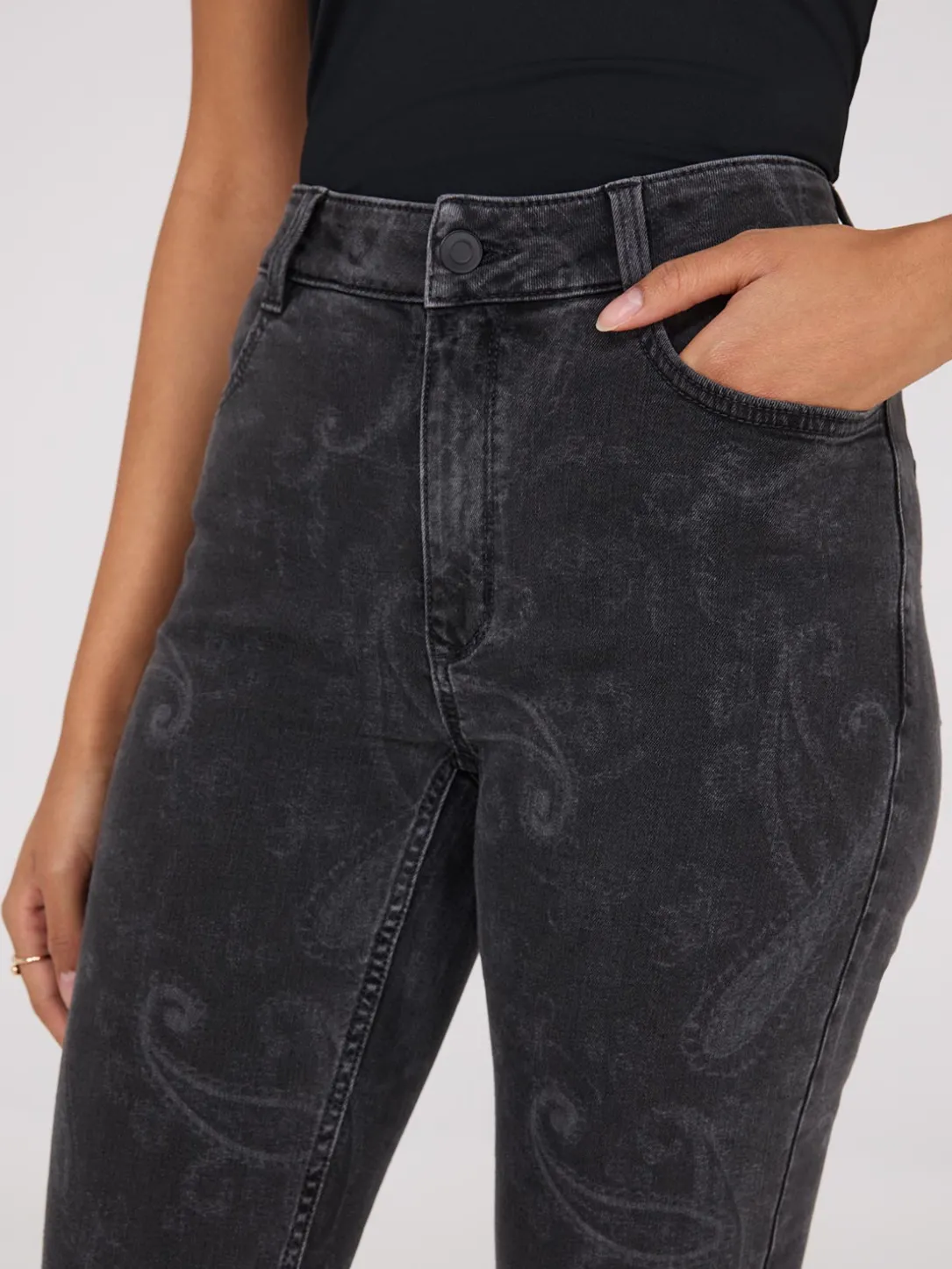 Slim Leg Paisley Jeans