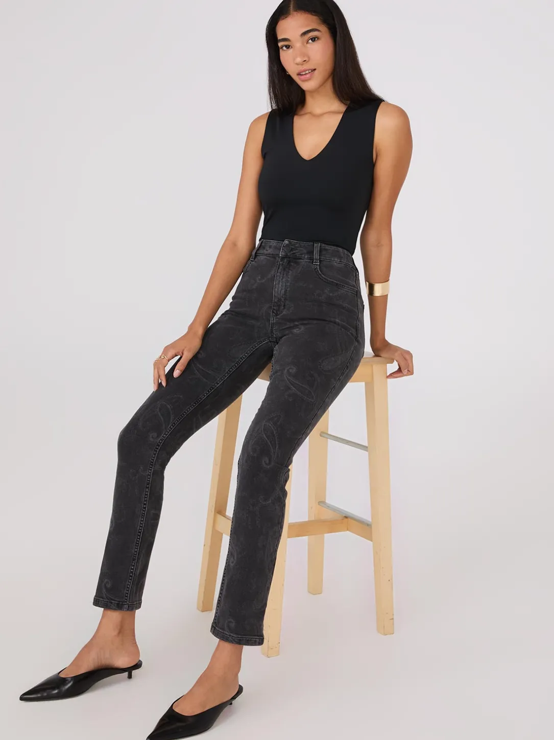 Slim Leg Paisley Jeans