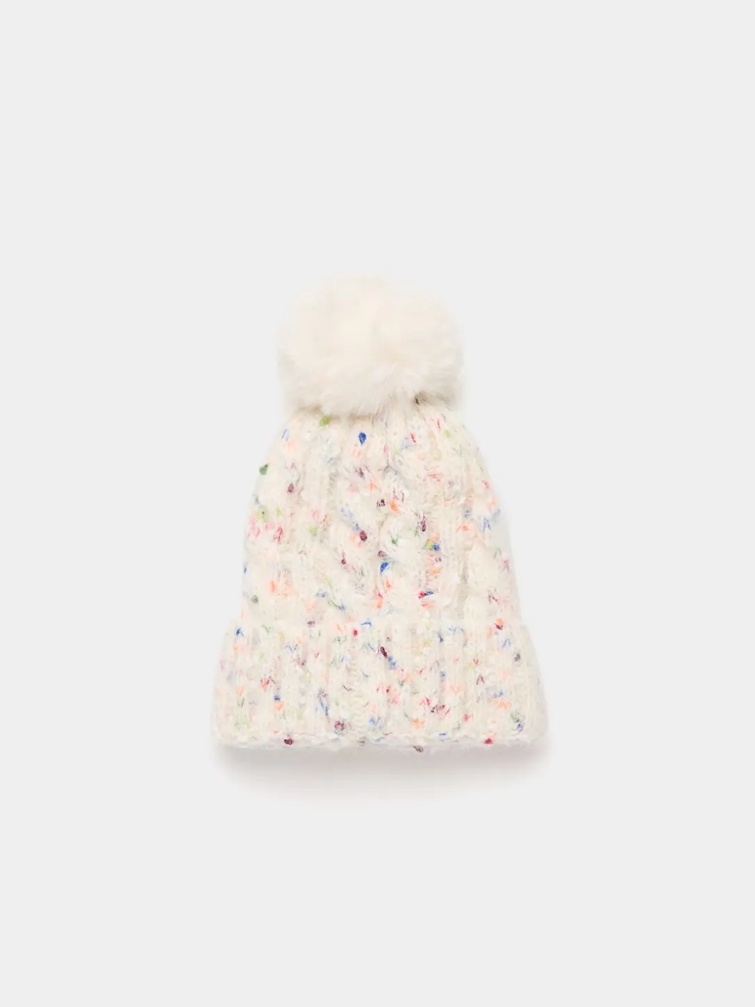 Speckled Knit Hat With Pom Pom