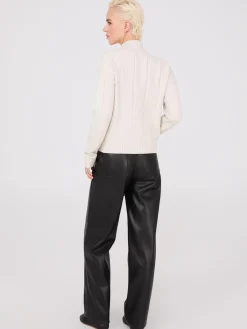 Square Pattern Mock Neck Sweater