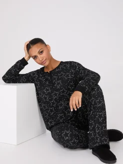 Star Print Henley Pajama Set