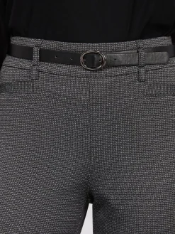 Straight Leg Bootcut Pants With Faux Leather Belt