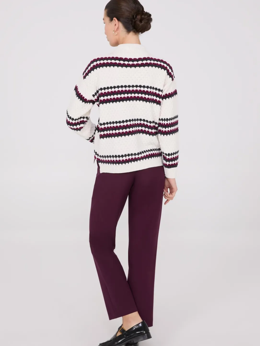 Striped Chenille Mock Neck Sweater