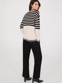 Striped Crew Neck High-Low Sweater