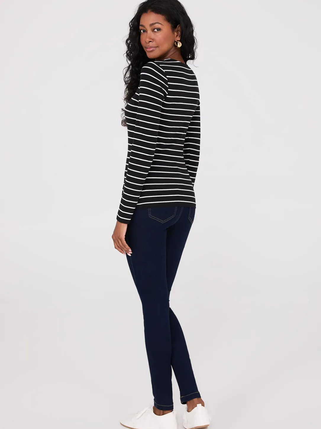 Striped Long Sleeve Round Neck Top