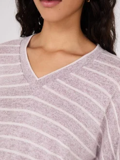 Striped V-Neck Dolman Sleeve Top