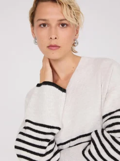 Striped V-Neck Loose Sweater