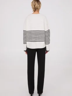 Striped V-Neck Loose Sweater