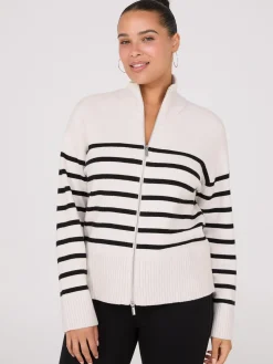 Striped Zip-Front Sweater