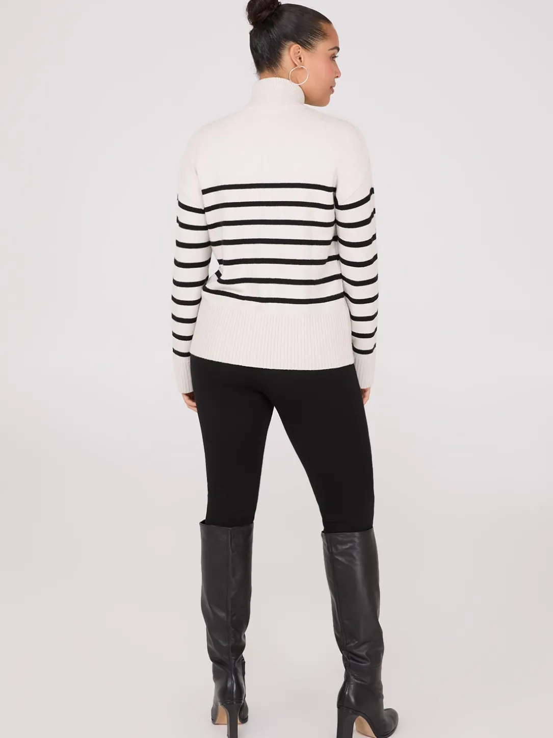 Striped Zip-Front Sweater