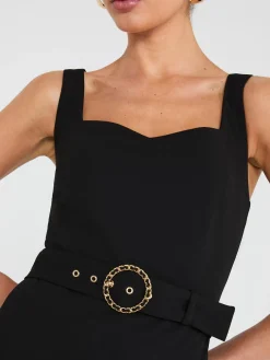 Sweetheart Neckline Belted Sheath Dress