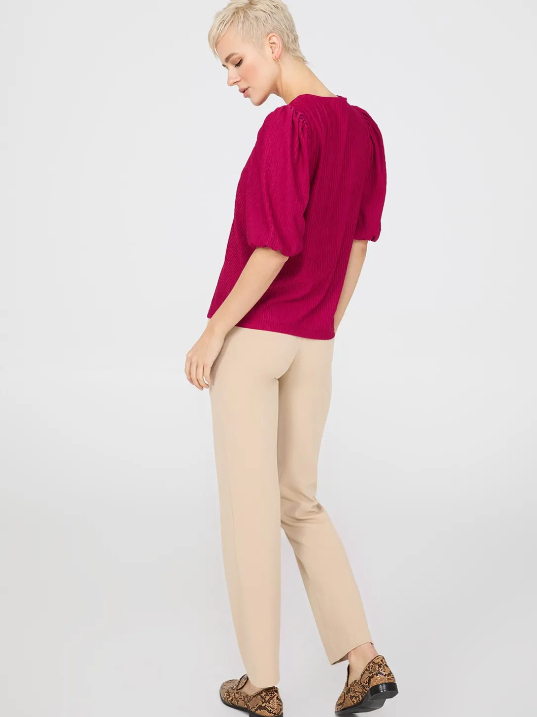 Textured Jacquard Top With Front Keyhole