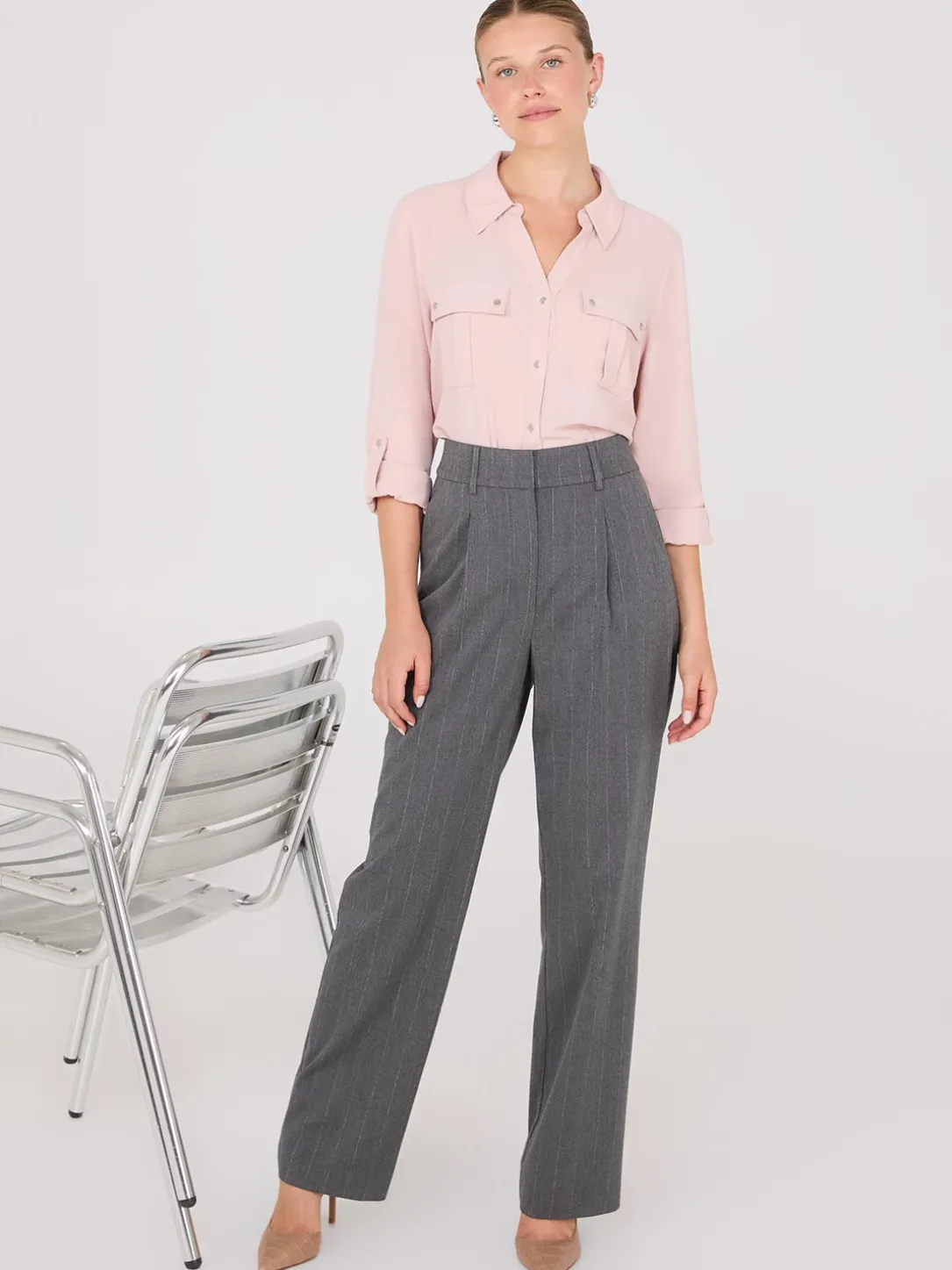 Textured Utility Pocket Blouse