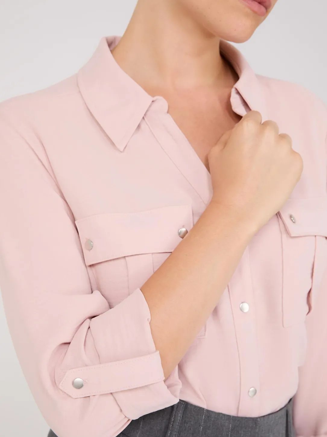 Textured Utility Pocket Blouse