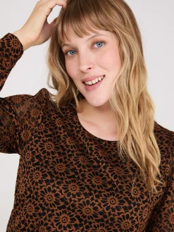 2-Tone Lace Balloon Sleeve Top