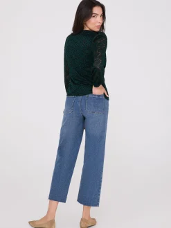 2-Tone Lace Balloon Sleeve Top