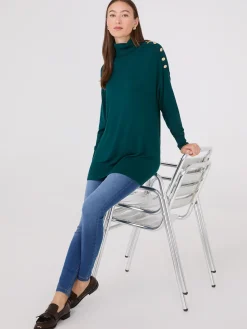 Turtleneck Sweater With Button Details