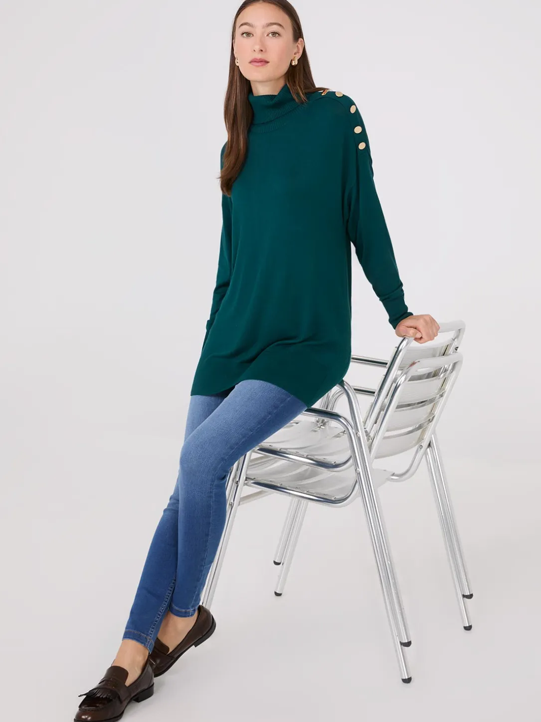 Turtleneck Sweater With Button Details