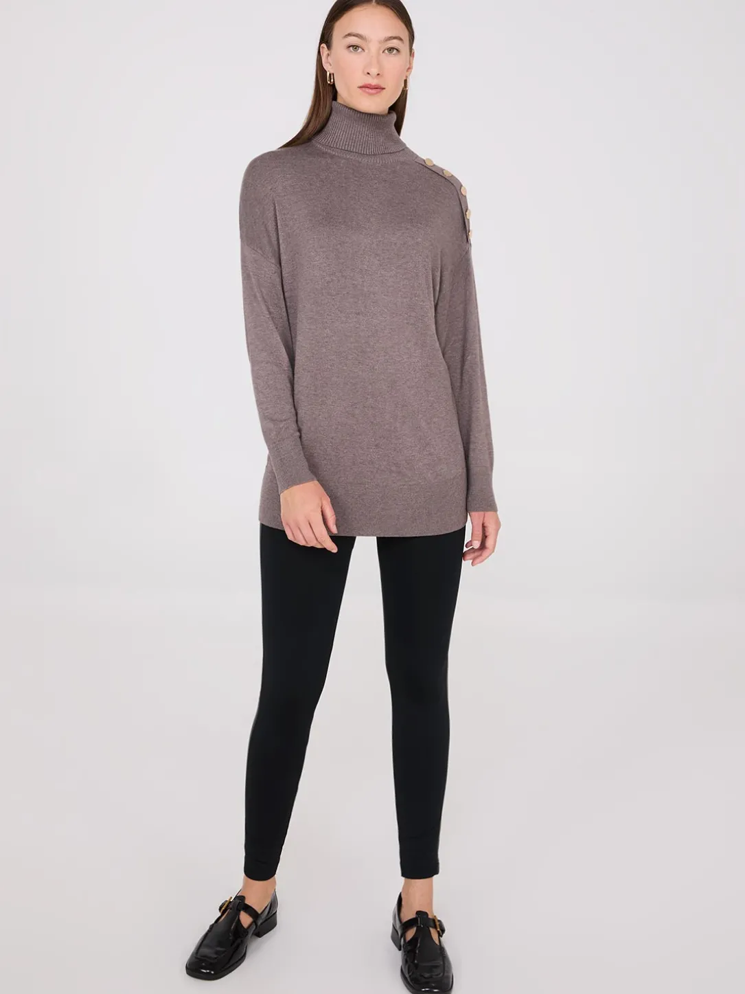 Turtleneck Sweater With Button Details