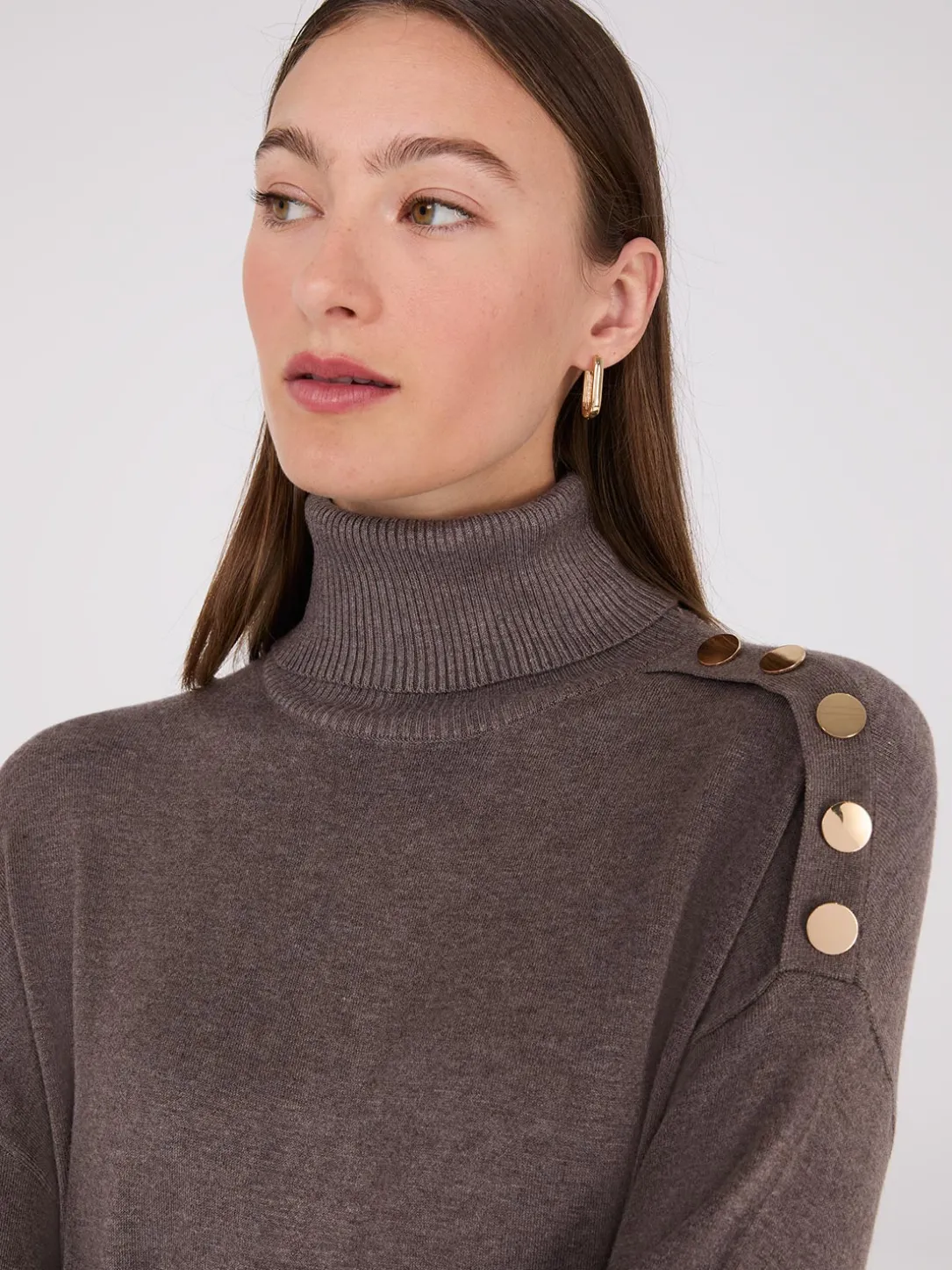 Turtleneck Sweater With Button Details