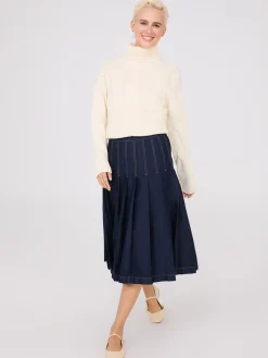 Twisted Cable Knit Turtleneck Sweater