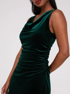 Velvet Cowl Neck Dress