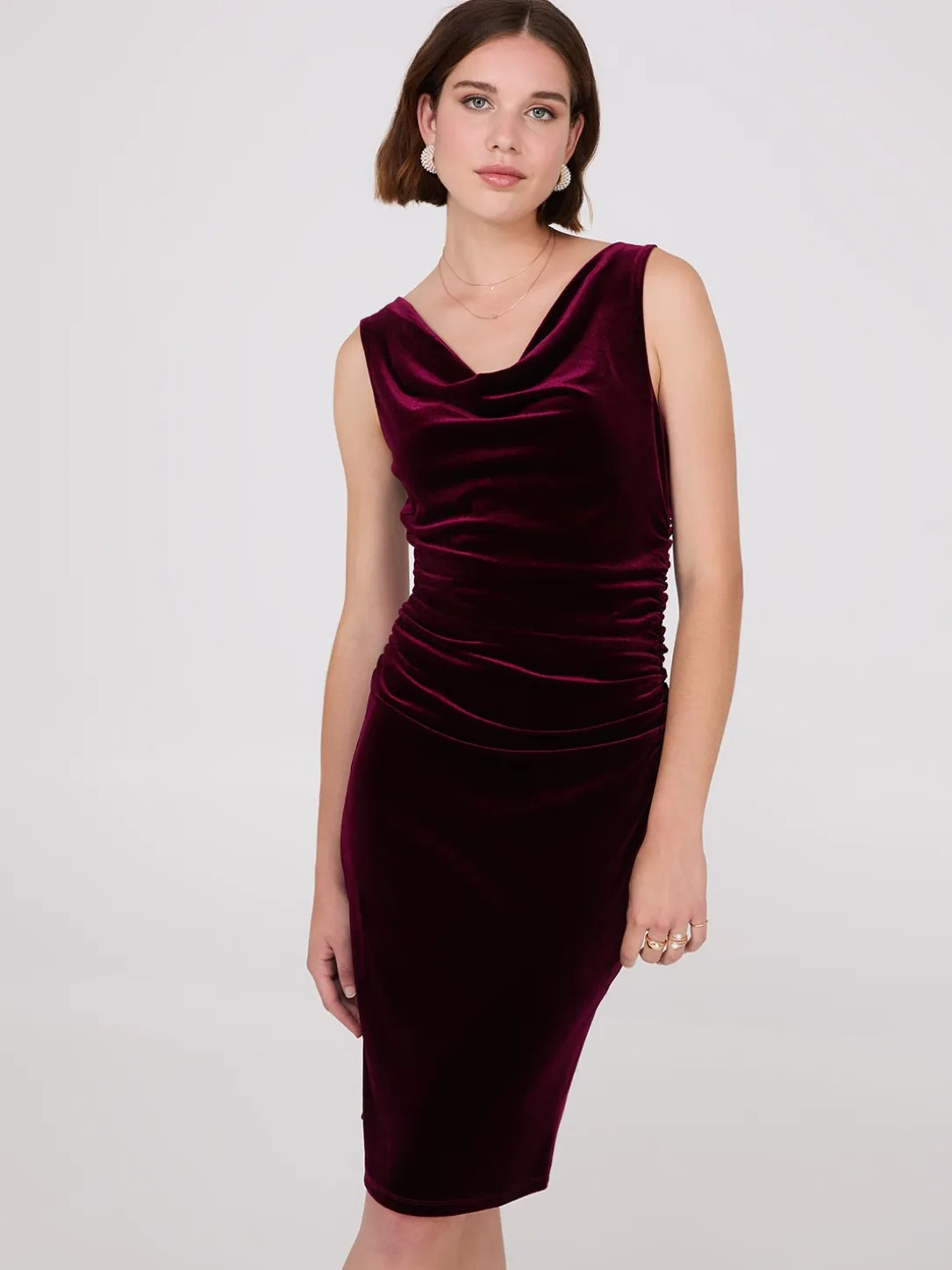 Velvet Cowl Neck Dress